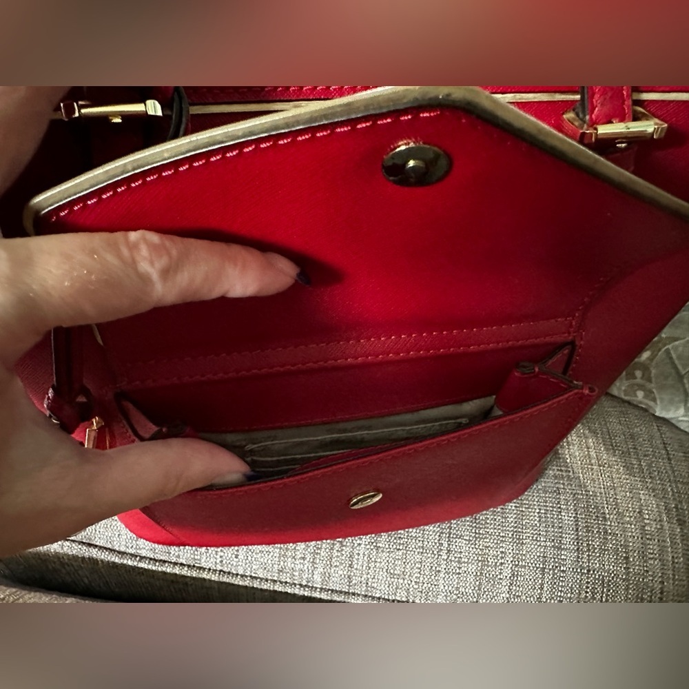 Michael Kors Red Saffiano Tote Bag - Picture 14 of 15